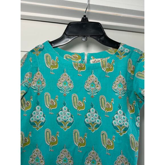 UTSA Girls Crisp 100% Cool Cotton Turquoise Dress Size 11/12 - Picture 4 of 10